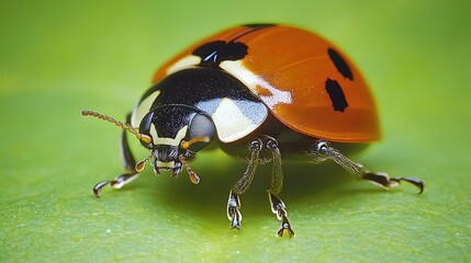 Fototapeta premium Macro Photography of Ladybug on Green Leaf