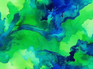 Naklejka premium abstract blue and neon green watercolor background