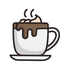 Delicious hot chocolate with whipped cream isolated on white background