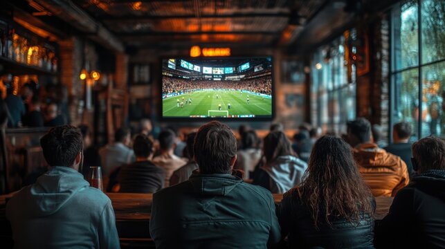 Exciting soccer match viewing experience local sports bar event photography cozy atmosphere audience engagement