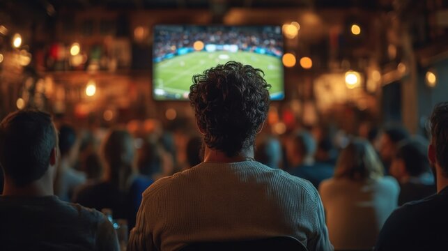 Watching a live sports match bar venue audience engagement cozy atmosphere intimate perspective sports excitement