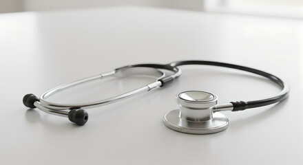 Modern Stethoscope on White Background with Copy Space, Medical Healthcare Concept