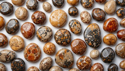 Collection of polished ocean jasper tumble stones