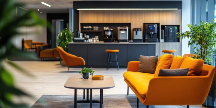 Stylish workspace design modern office interior decor bright environment wide angle productivity inspiration