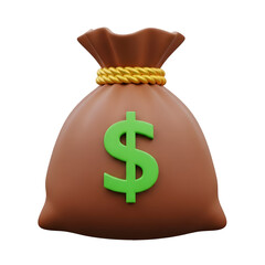Money Bag with Dollar Sign 3D Render Finance Wealth