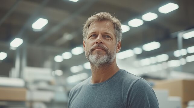 Observing industrial innovations factory portrait indoor thoughtful mind