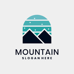 Minimalist mountain logo with peak and night sky