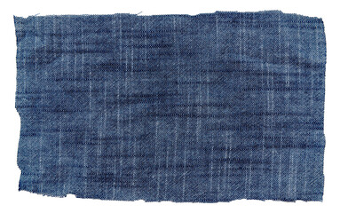 Piece of torn denim on a white background. Denim texture