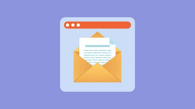 4k animation of new Email notification in Browser Window