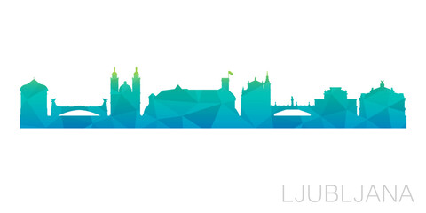 Ljubljana, Slovenia Low Poly Skyline Clip Art City Design. Geometric Polygon Graphic Horizon Icon. Vector Illustration Symbol.