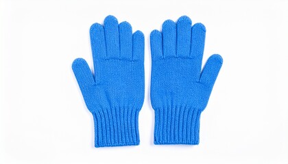 knitted gloves. gloves isolated on white background. gloves a top view.blue gloves .