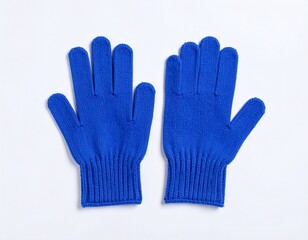 knitted gloves. gloves isolated on white background. gloves a top view.blue gloves .