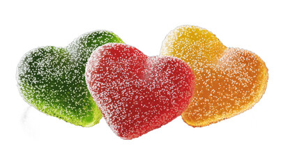 Three Colorful Heart-Shaped Candies