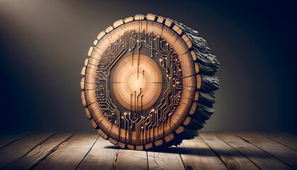 Wooden Log with Integrated Circuit Board Core