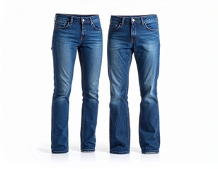 Blue jeans isolated on white background.Beautiful casual jeans .