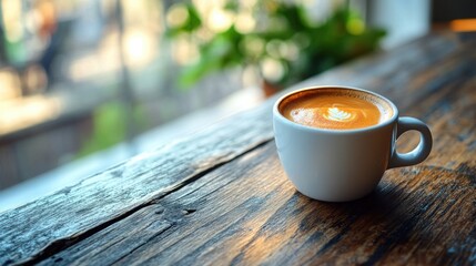 Savoring fresh brewed coffee cozy  setting close-up beverage photography warm atmosphere relaxation concept