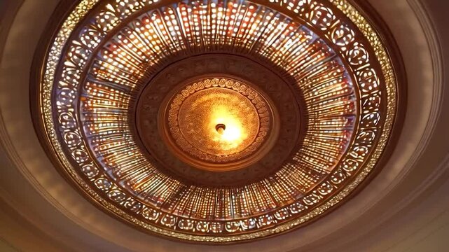 Ornate, golden ceiling fixture with intricate details