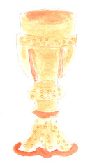 Cup, victory, bowl. Watercolor illustration, hand drawn modern freehand new