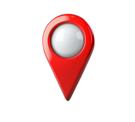 3D red location pin icon on a transparent background.