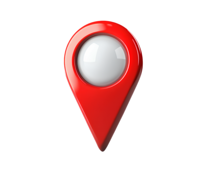 3D red location pin icon on a transparent background.