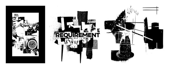 Vector Abstract geometric composition with Requirement text.