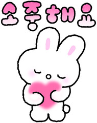 하트를 안고 있는 토끼 소중해요 일러스트 © titi.drawing