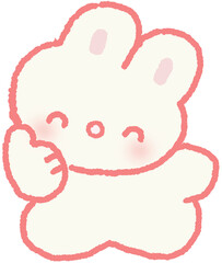 엄지척 포즈의 토끼 캐릭터 손그림 일러스트 © titi.drawing