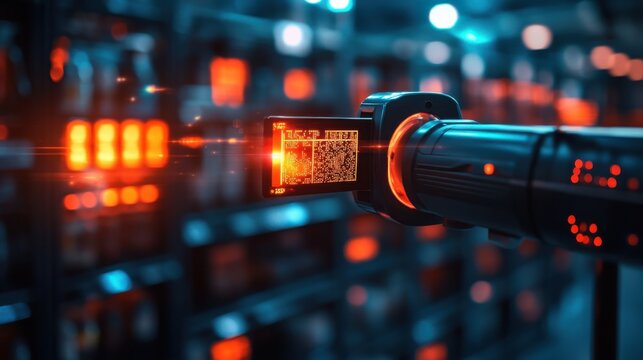 Automated technology inspection warehouse digital display industrial environment close-up innovation insight