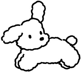 점프하는 강아지 캐릭터 라인 드로잉 손그림 © titi.drawing