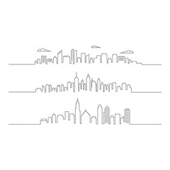 Obraz premium Three city skyline outlines isolated on white background