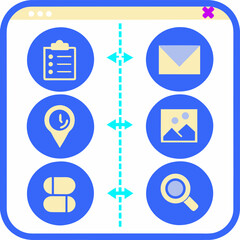 Website interface design app icons checklist email location image search