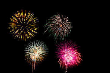 Abstract Fireworks Stock Image In Black Background