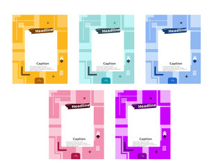 Set of modern social media story templates with abstract geometric shapes