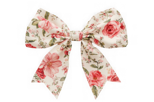 Floral bow tie with roses isolated on transparent background