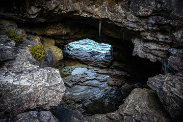 Winter Coastal Scenery at Bruce Peninsula National Park on Georgian Bay, Ontario, Canada