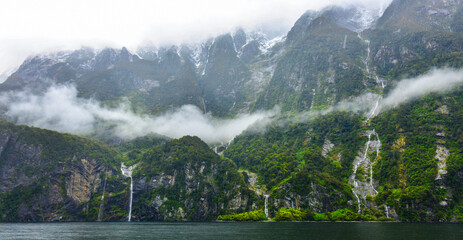 Milford Sound in fiordland national park New Zealand	