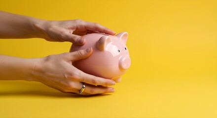 Mujer a mano colocando dinero moned en piggy por ahorrar riqueza de dinero y concepto financiero.