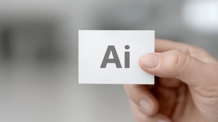 Closeup of a hand holding blank white business card, template for branding and design