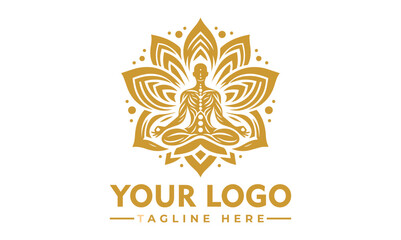 Serene woman meditating in lotus pose surrounded by a beautiful blue and pink lotus flower. Spiritual wellness concept