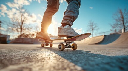 Skateboarding tricks at the urban skatepark action sports photography in a vibrant city environment