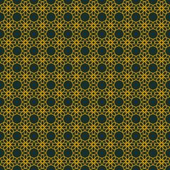 Ornamental seamless pattern with abstract shapes on green background