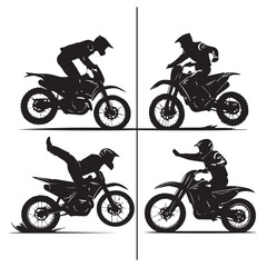 Motocross rider silhouette action sequence