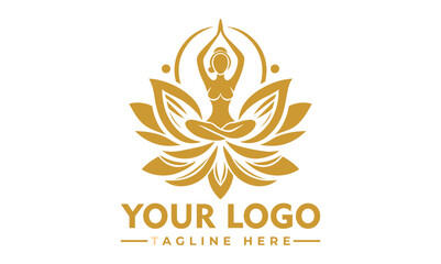 Serene woman meditating in lotus pose surrounded by a beautiful blue and pink lotus flower. Spiritual wellness concept