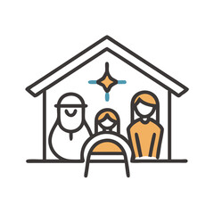 Holy family nativity scene icon transparent background design element