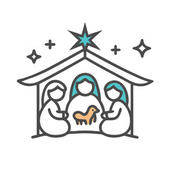 Holy family nativity scene illustration transparent background