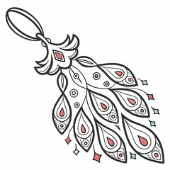 Ornate peacock feather charm design element illustration