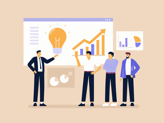 Business Team Brainstorming New Ideas Growth Strategy Presentation