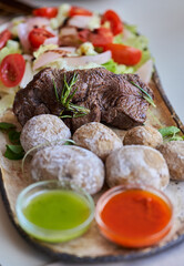 Canarian beef with mojo and potatoes