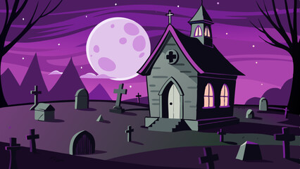 Halloween Spooky Nighttime Scene Horizontal Background