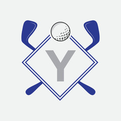 Fototapeta premium Golf Logo On Letter Y Vector Template. Golf Club Symbol, Golf Training Sign